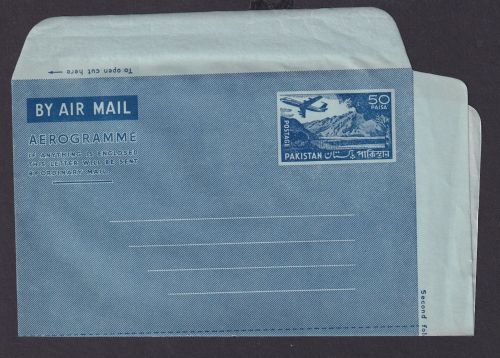 Flugpost Pakistan Ganzsache Aerogramm postal stationery cover 50 pasia
