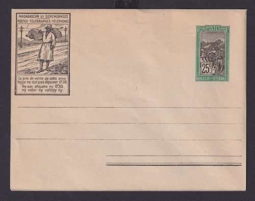 Madagaskar Brief Ganzsache Bild Umschlag 25 cent grün postal stationery