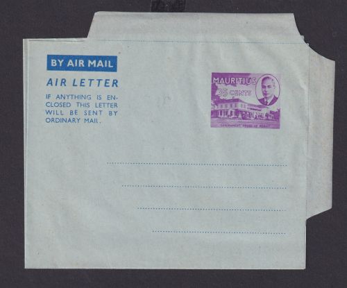 Mauritius Brief Ganzsache Aerogramm Air Letter 35 cents Gouvernment House