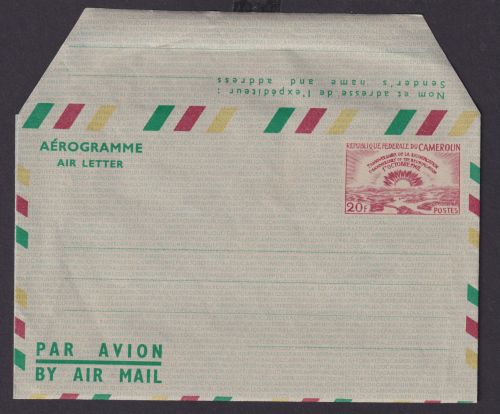 Afrika Kamerun Africa Cameroon Ganzsache Flugpost airmal aerogramm 20 F 1962
