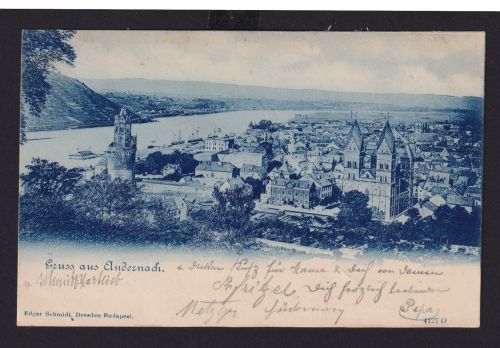Ansichtskarte Andernach Rheinland Pfalz Totalansicht Rhein Fluss nach Homburg