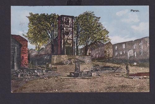 Ansichtskarte Parux Frankreich Zerstörte Häuser u. Kirch 1. Weltkrieg Feldpost