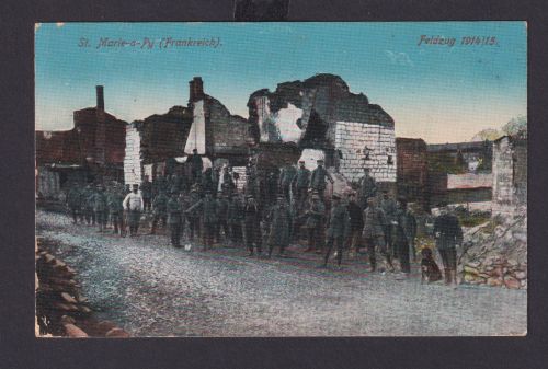 Ansichtskarte Saint Marie a Py Frankreich Soldaten Feldzug 1914/15 Zersdtörte