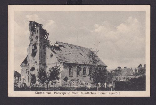 Ansichtskarte Poelcapelle Langenmark Belgien Zerstört im 1. Weltkrieg Feldpost