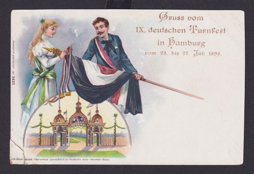 Ansichtskarte Deutsches Turnfest Anlass in Hamburg 23. b. 27. Juli 1898