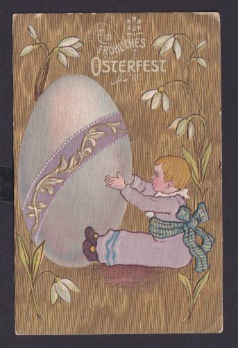 Ansichtskarte Osterfest Künstlerkarte Goldauflage Prägekarte ab Bernstadt