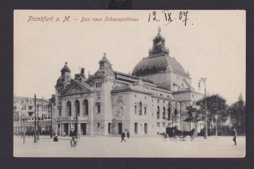 Ansichtskarte Frankfurt Main Schauspielhaus Pferdefuhrwerk