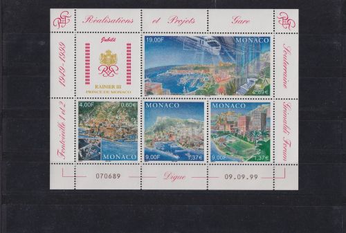 Monaco Block Briefmarken Jubile Prince Rainier III 1949 -1999 Luxus postfrisch