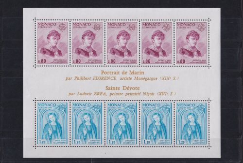 Monaco Block Briefmarken Portrait de Martin 1975 Sainte Devote Luxus postfrisch