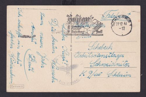 Postsache Deutsches Reich Drittes Reich Karte SST Postamt Ermäßigte Gebühr ab