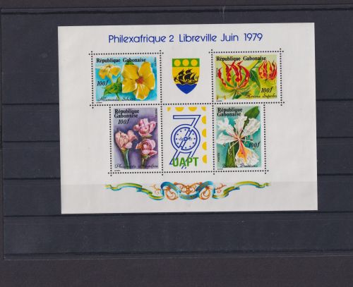 Gabun Afrika Übersee Block Briefmarken Blumen Blüten 1979 Luxus postfrisch