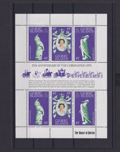 Gilbert Inseln Übersee Block Briefmarken 25 Jahre Krönung Elisabeht II 1953