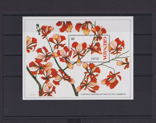 Grenada Übersee Block Briefmarken Blüten Karibischer Bäume Luxus postfrisch