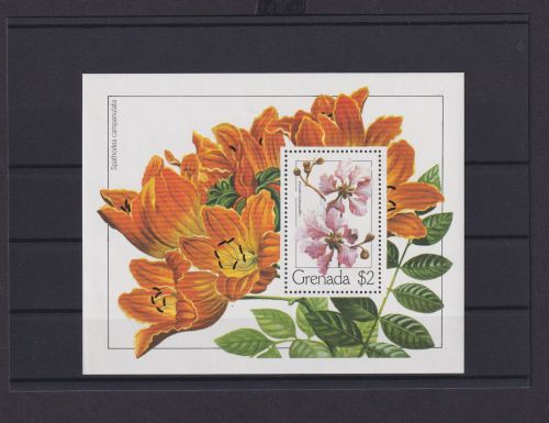 Grenada Übersee Block Briefmarken Blumen Lagerstroemia speciosa Luxus postfrisch