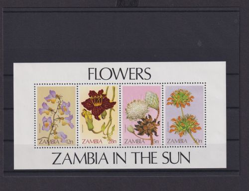 Sambia Übersee Block Briefmarken Blumen Zambia in the Sun Luxus postfrisch