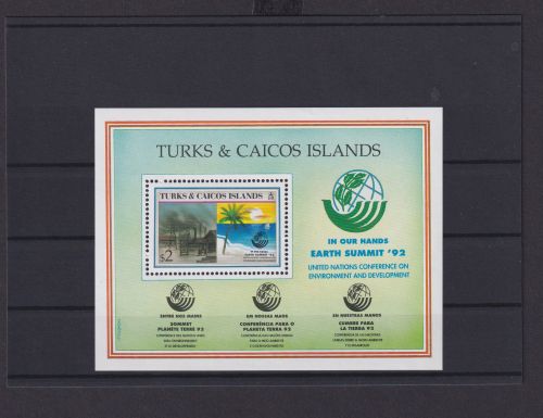 Turks und Caicos Inseln Block Briefmarken Earth Summit 1992 Luxus postfrisch