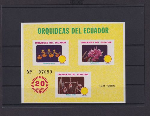 Ecuador Übersee Block Briefmarken Blumen Orchideen Luxus postfrisch