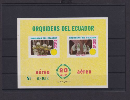 Ecuador Übersee Block Briefmarken Blumen Orchideen Luxus postfrisch