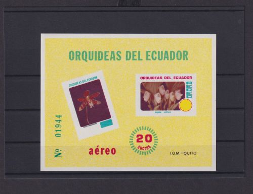 Ecuador Übersee Block Briefmarken Blumen Orchideen Luxus postfrisch