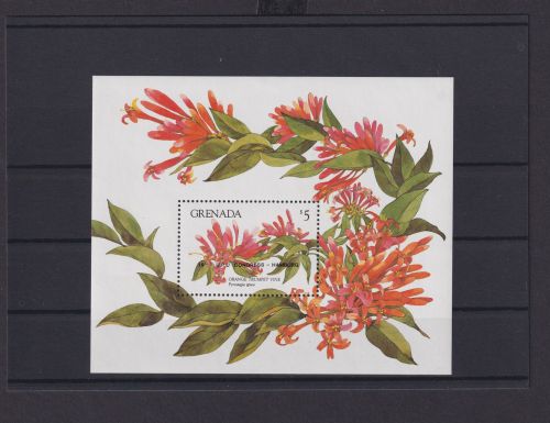 Grenada Übersee Block Briefmarken Blume Orange 19. UPU Congress Hamburg Luxus