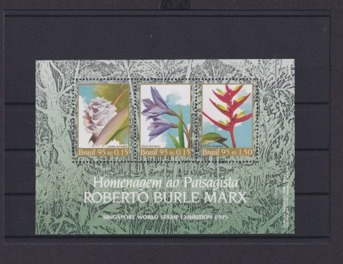 Brasilien Übersee Block Briefmarken Blumen Roberto Burle Marx 1995 Luxus