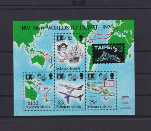 Salomon Inseln Übersee Block Briefmarken New Worlds to Travel 1992 Luxus