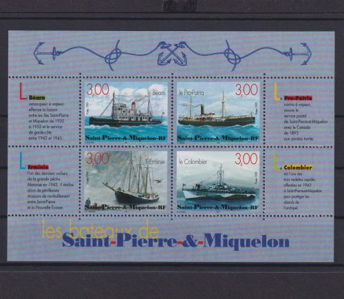 St. Pierre und Miquelon Block 6 Schiffe Schifffahrt Marine Luxus postfrisch MNH