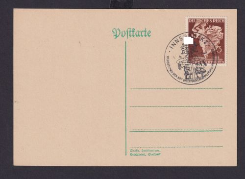 Deutsches Reich Drittes Reich Karte SST Innsbruck Werbeschau der KDF Briefmarken