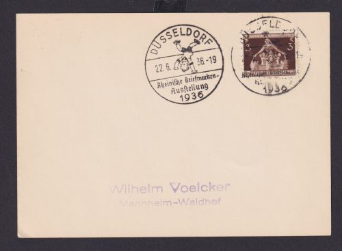 Deutsches Reich Drittes Reich Karte SST Düsseldorf Rheinische Briefmarken