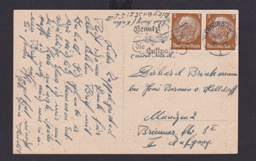 Deutsches Reich Drittes Reich Ansichtskarte SST Benutzt d.Luftpost AK Grußkarte