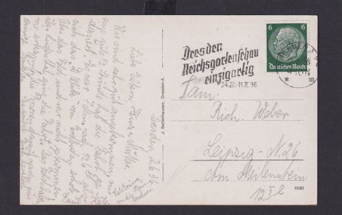 Deutsches Reich Drittes Reich Ansichtskarte SST Dresden Reichsgartenschau