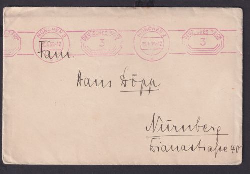AFS Absenderfreistempel 003 Reichsmark Deutsches Reich Drittes Reich Brief