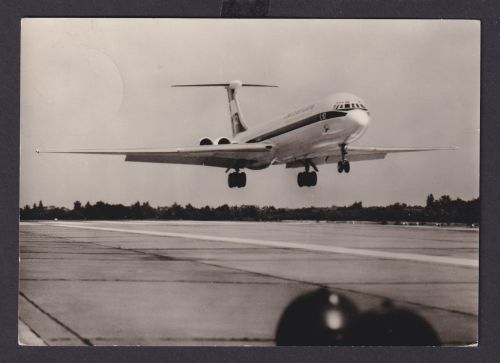 Ansichtskarte Verkehrsflugzeug IL 62 ab Kyritz Brandenburg n. Berlin 25.09.1984