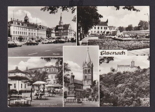 Ansichtskarte Eisenach Thüringen Markt Bahnhofstrasse Gaststätte Hohe Sonne