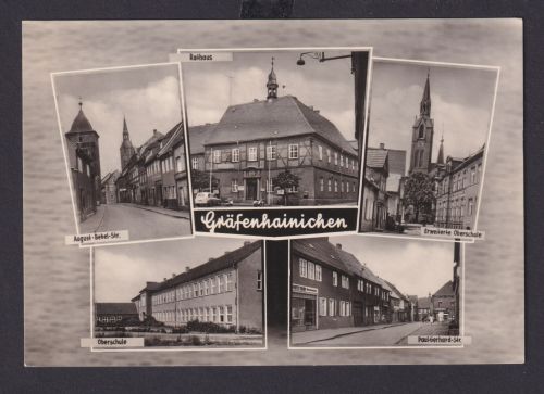 Ansichtskarte Gräfenhainichen Sachsen Anhalt August Bebel Strasse Oberschule