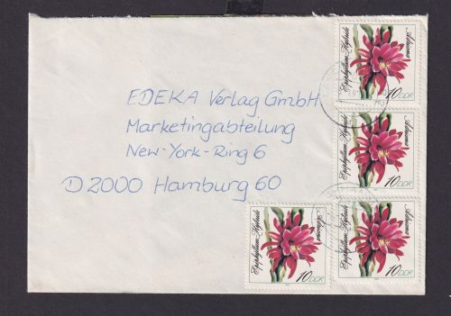 DDR Brief 3276 Blumen dekorativer Beleg Lauchhammer nach Hamburg