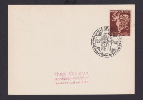 Deutsches Reich Drittes Reich Karte Philatelie SST Erfurt Briefmarken