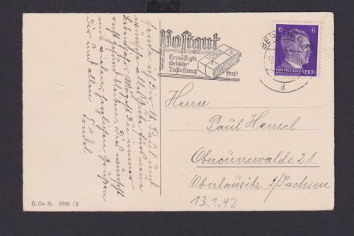 Deutsches Reich Drittes Reich Ansichtskarte Postsache SST Postgut Ermäßigte