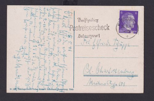 Deutsches Reich Drittes Reich Ansichtskarte Postsache SST Rechtzeitig Postreise