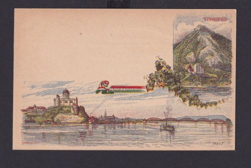 Ungarn Litho Ganzsache 5 Kreuzer Visegrad Stadt Donau Brücke