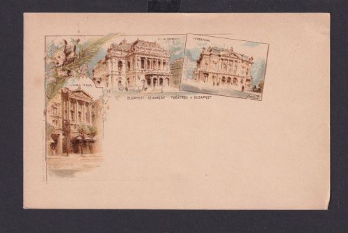 Ungarn Litho Ganzsache 5 Kreuzer Budapest Theater Kultur