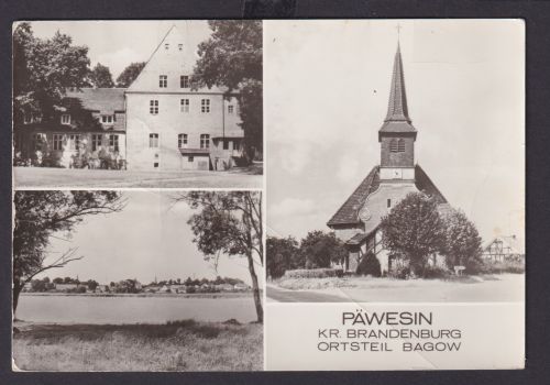 Ansichtskarte Päwesin Brandenburg Bagow Kirche Versch. Ortsansichten n. Berlin