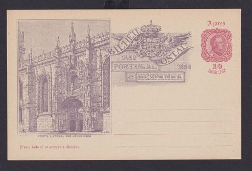Azoren Portugal Ganzsache Porta Lateral dos Jeronymos 1498-1898