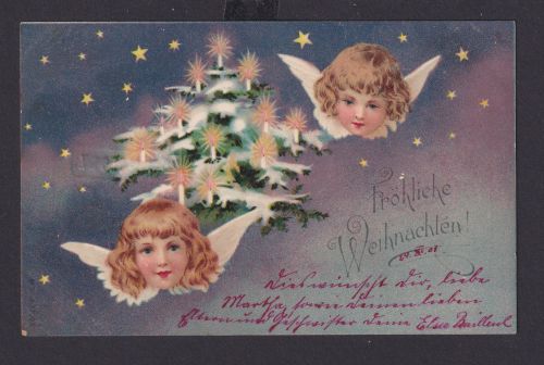 Ansichtskarte Engel Tannenbaum Weihnachten ab Berlin 24.12.1901