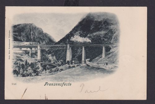 Ansichtskarte Franzenfeste Südtirol Italien Eisenbahn Brücke n. Weisser Hirsch