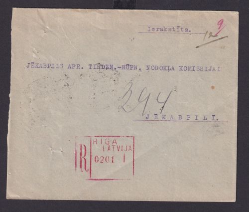 Briefmarken Lettland R Brief EF Riga Latvija nach Jēkabpils rs. mit Paar 15 s