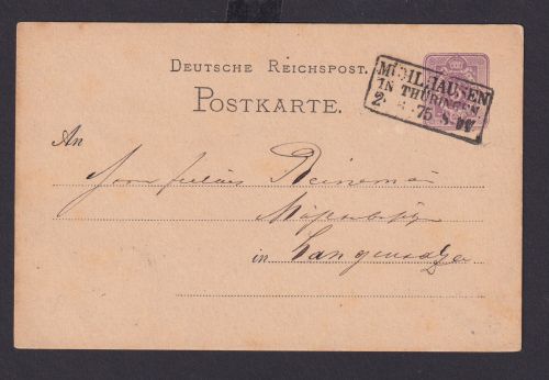 Deutsches Reich Ganzsache 5 Pfg Adler Krone R3 Mühlhausen Thüringen