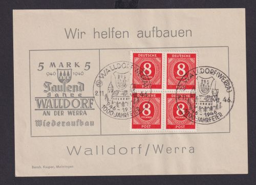 All. Besetzung Gemeinschaft Viererblock 8 Pfg Walldorf Werra Spende Wiederaufbau