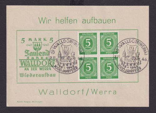 All. Besetzung Gemeinschaft Viererblock 5 Pfg Walldorf Werra Spende Wiederaufbau