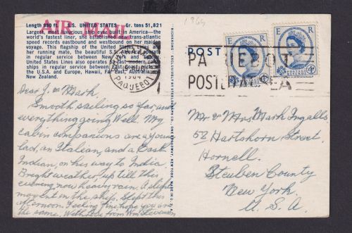 Großbritannien Schiffspost Paquebot Southamton n Hornell Steuben County New York